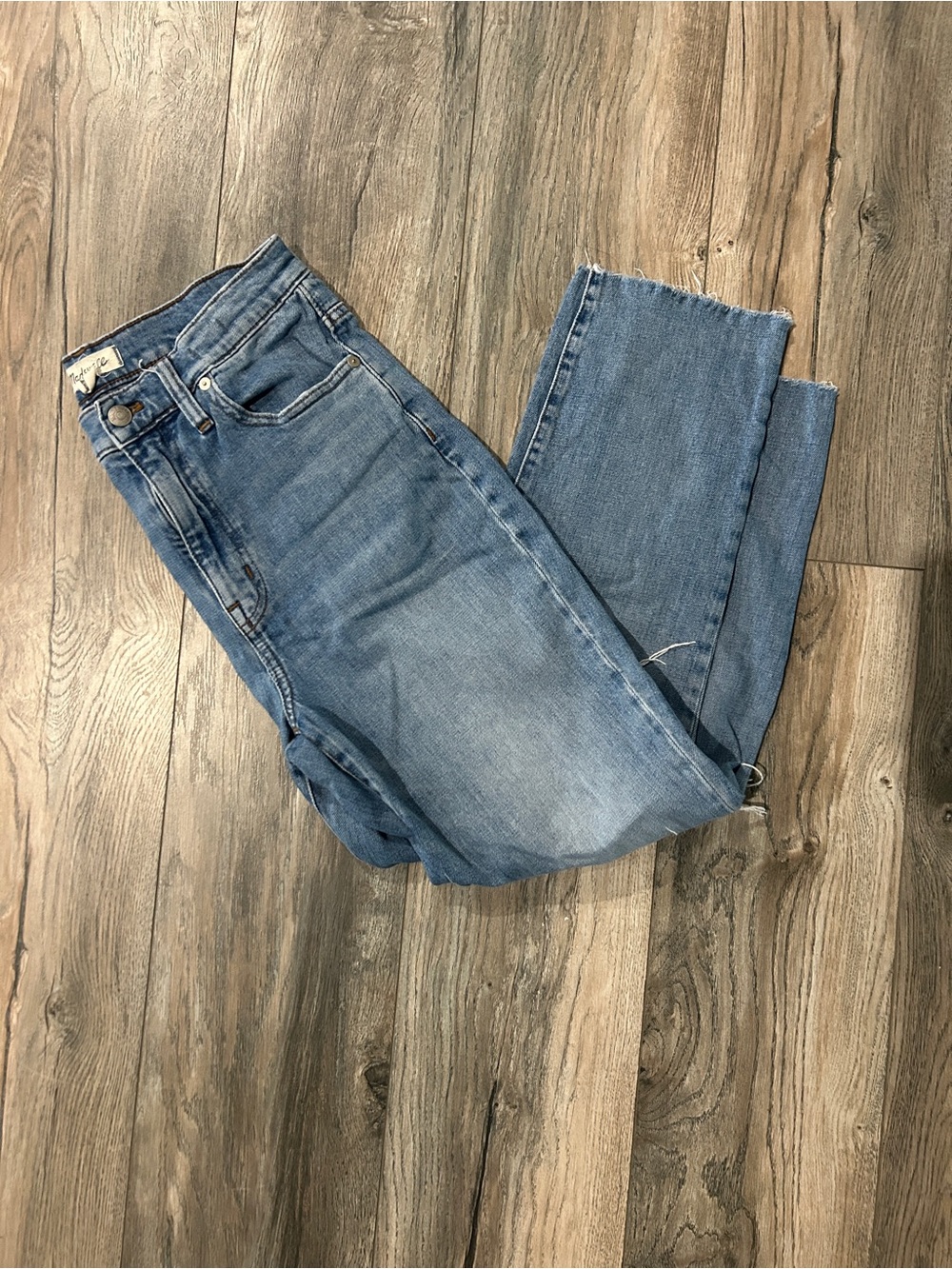 Madewell Light Blue Straight-Leg Jeans - The High-Rise Slim Crop Boyjean